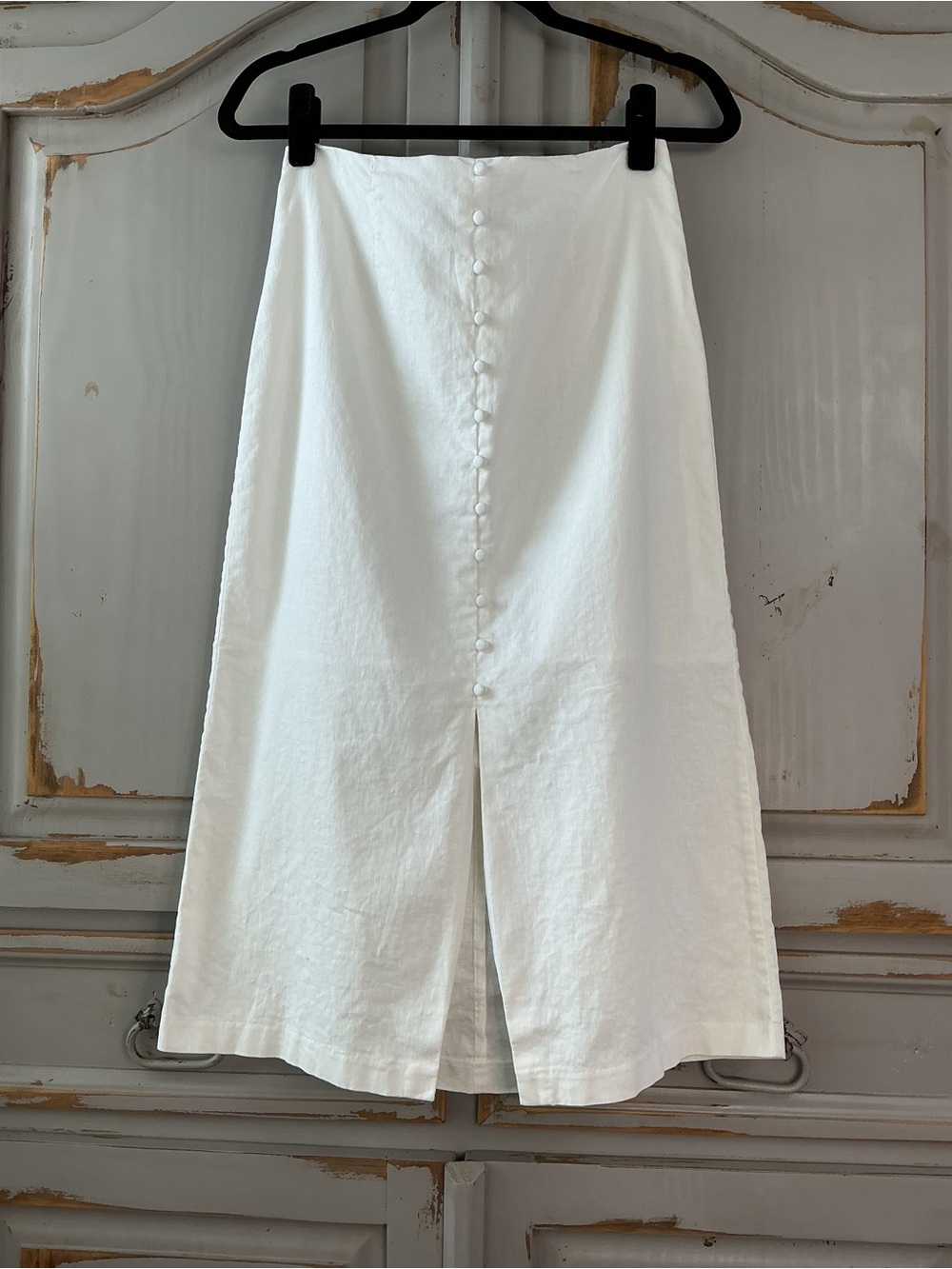 Banana Republic | Linen Blend Button Front High Rise Skirt Ivory White Size 6 - Picture 3 of 9